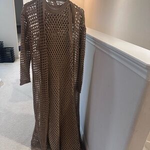 Zara Tan Knit Open Weave Cardigan